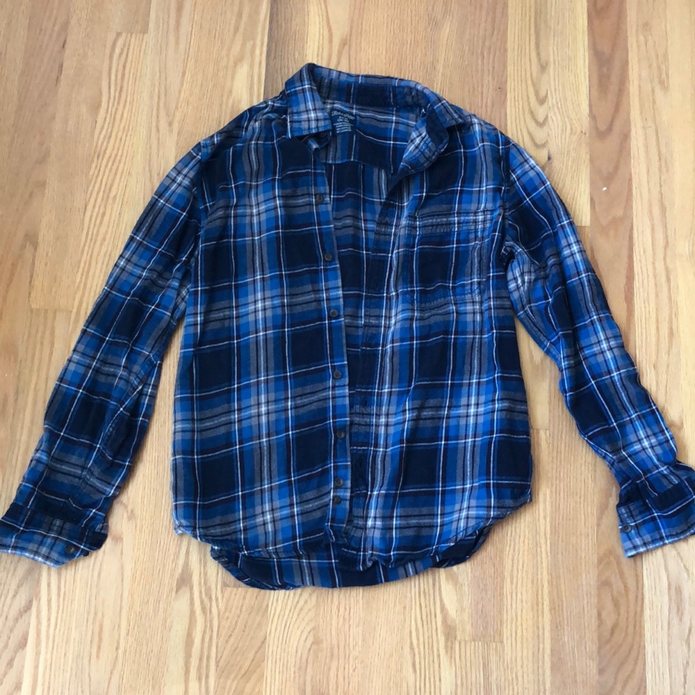 Blue and gray flannel shirt